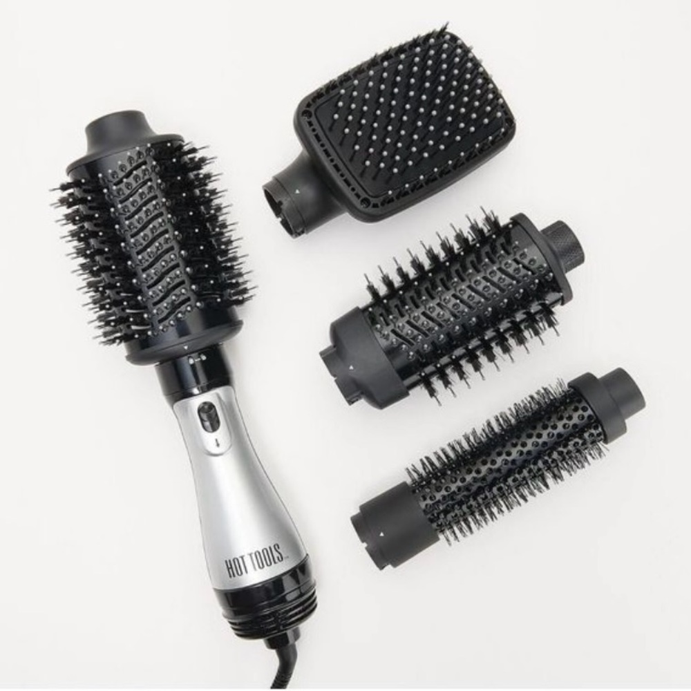 NWOT Hot Tools Pro Signature Blowout Brush Ultimate 4-Piece Kit Black/Silver